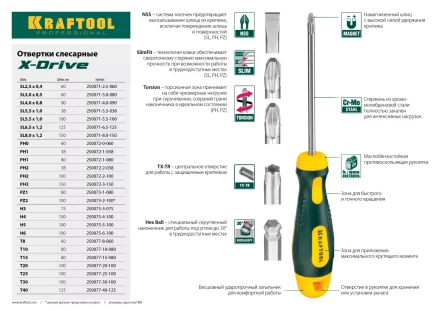 Отвертка KRAFTOOL, Cr-Mo-V сталь, двухкомпонентная противоскользящая рукоятка, TORX Hole, №20x100мм 250077-20-100 купить в Когалыме