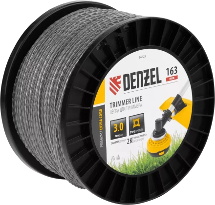 Леска для триммера двухкомпонентная витой квадрат Denzel, 3,0мм х 163м, на DIN катушке EXTRA CORD 96825 купить в Когалыме
