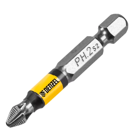 Бита PH2х50, сталь легированная S2, 10 шт., круглый профиль, отрывная упаковка, Е 6,3 Denzel 11679 купить в Когалыме