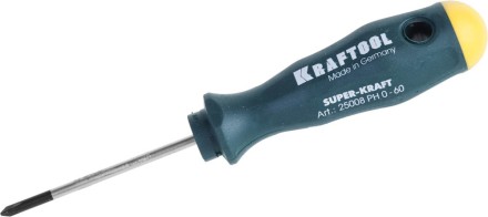 Отвертка KRAFTOOL, Cr-Mo-V закалённый стержень, двухкомпонентная противоскользящ рукоятка, PH 0x60мм 25008-0-060 купить в Когалыме