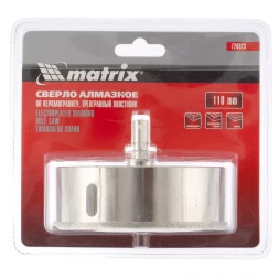 Сверло алмазное по керамограниту 110 х 67 мм 3-гранный хвостовик MATRIX артикул 726923