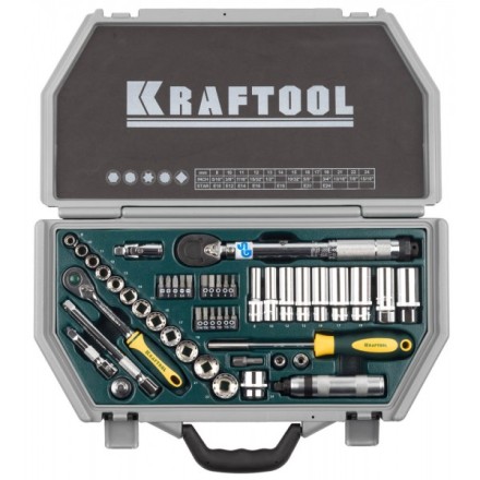 Набор торцовых головок KRAFTOOL &quot;INDUSTRIE QUALITAT&quot; (3/8&quot;) универсальный, Cr-V, пластиковый кейс, 49 предметов 27975-H49 купить в Когалыме