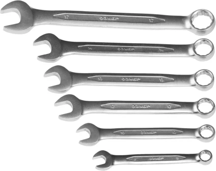 Набор ЗУБР "ПРОФИ": Ключ гаечный комбинированный, Cr-V сталь, хромированный, 8-17мм, 6шт 27028-H6 купить в Когалыме