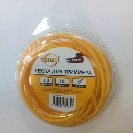 Леска для триммера квадратная витая, 3,0мм х 10м  Denzel Россия 96177 купить в Когалыме
