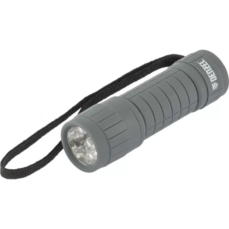 Фонарь светодиодный серый корпус с мягким покрытием 9 Led 3хААА Denzel 92612 купить в Когалыме