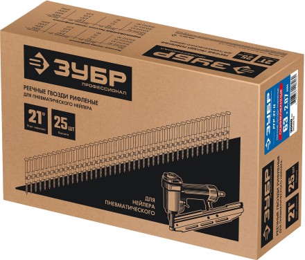 ЗУБР SN21 63 х 2.87 мм, реечные гвозди рифленые оцинкованные, 3000 шт (305393-63) купить в Когалыме