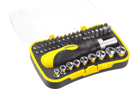 Набор STAYER "MASTER" "HERCULES": Отвертки, реверс отвертка, биты 35шт, адаптер для торц голов, торц голов 9шт, 46 предм 25084-H46 купить в Когалыме