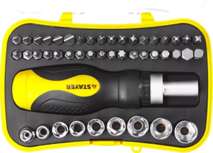 Набор STAYER "MASTER" "HERCULES": Отвертки, реверс отвертка, биты 35шт, адаптер для торц голов, торц голов 9шт, 46 предм 25084-H46 купить в Когалыме