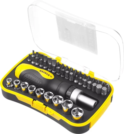 Набор STAYER "MASTER" "HERCULES": Отвертки, реверс отвертка, биты 35шт, адаптер для торц голов, торц голов 9шт, 46 предм 25084-H46 купить в Когалыме