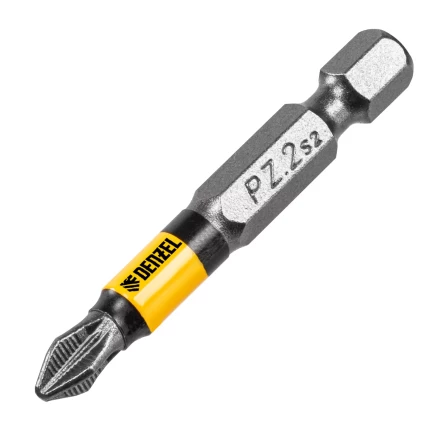 Бита PZ2х50, сталь легированная S2, 10 шт., круглый профиль, отрывная упаковка, Е 6,3 Denzel 11680 купить в Когалыме