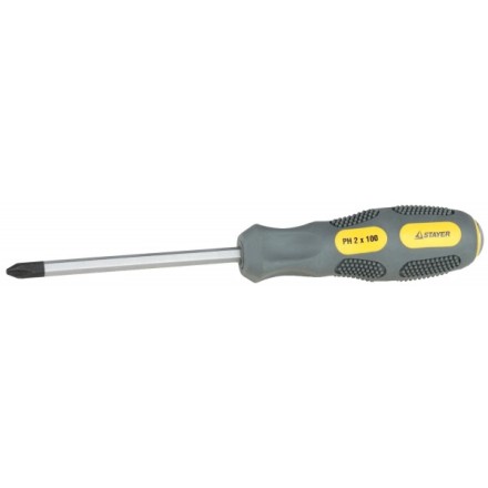 Отвертка STAYER &quot;PROFESSIONAL&quot; &quot;MAX-GRIP&quot; ударная, двухкомпонентная рукоятка, магнит наконечник, Cr-V, PH №1x75мм 25824-1-075 G купить в Когалыме