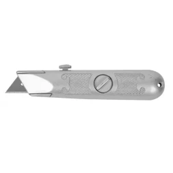 Нож ЗУБР "МАСТЕР" с трапециевидным лезвием тип А24, метал. корпус, выдвижное лезвие с автоматической фиксацией 09220_z01