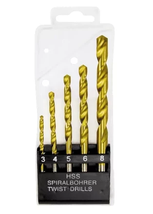 Набор нитридтитановых сверл по металлу 3-4-5-6-8 мм HSS 5 шт пластиковая коробка цилиндрический хвостовик MATRIX 72383 купить в Когалыме