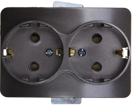 Розетка СВЕТОЗАР "ГАММА" с заземлением, двойная, без вставки и рамки, цвет темно-серый металлик, 16А/~250В SV-54107-DM купить в Когалыме