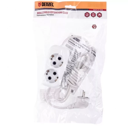 Удлинитель бытовой серия УХз-10-202 с заземлением 2 м 2 розетки 10 A Denzel 95960 купить в Когалыме