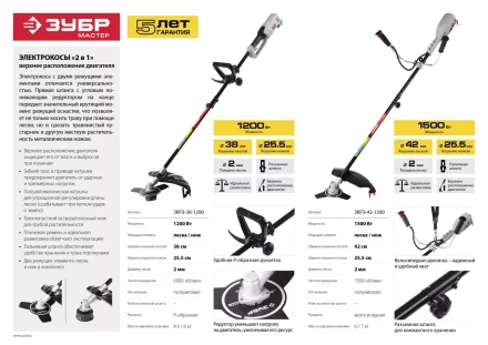 Триммер электрический (электрокоса) ЗКРЭ-42-1500 серия МАСТЕР купить в Когалыме