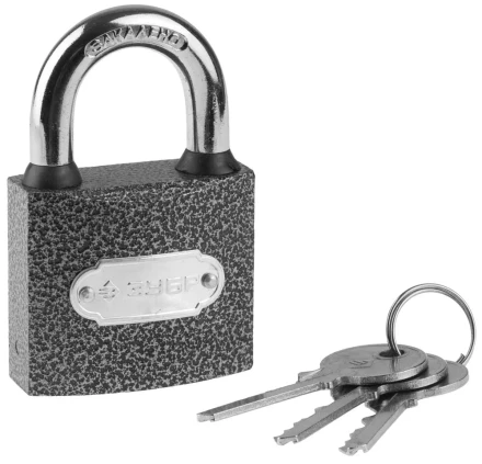 Замок ЗУБР "МАСТЕР" навесной, металлический корпус, закаленная дужка, 50мм 3712-50 купить в Когалыме