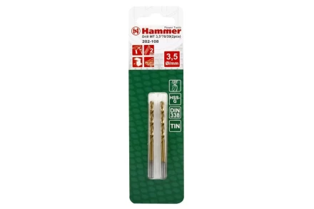 Сверло по металлу HAMMER Ф3.5х70мм (DR MT 3,5мм*70/39мм 2шт.) купить в Когалыме