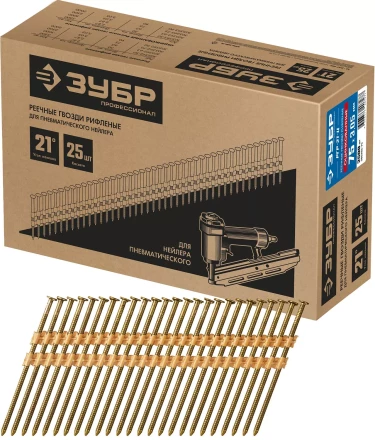 ЗУБР SN21 75 х 3.05 мм, реечные гвозди рифленые оцинкованные, 2500 шт (305393-75) купить в Когалыме
