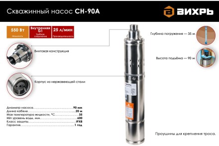 Скважинный насос СН-90А Вихрь 68/3/11 купить в Когалыме
