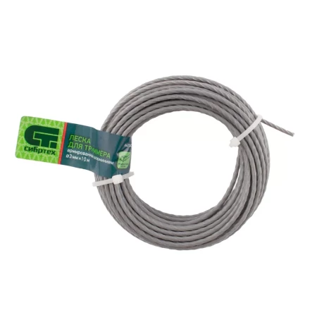 Леска для триммера квадратная витая, армированная алюминием, 3.0 мм х 10 м, Россия Сибртех 962005 купить в Когалыме