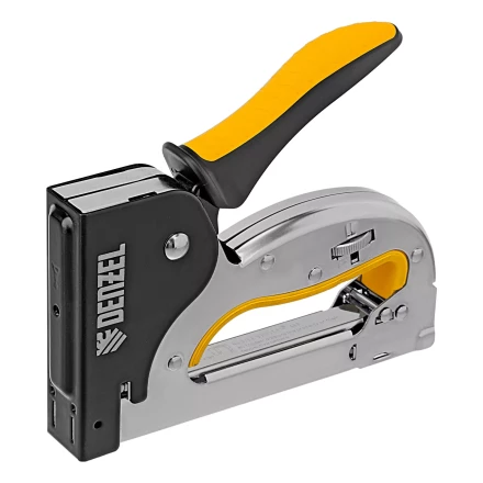 Степлер металл. Denzel 40223, скобы в комплекте, плавная регулировка удара, 2К рукоятка, тип 53, 4-14 мм купить в Когалыме