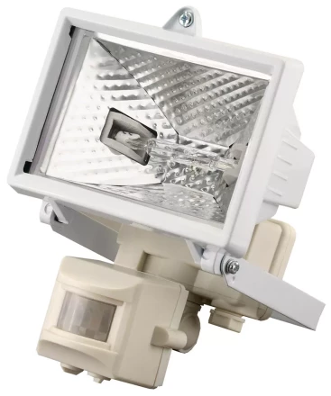 Прожектор галогеновый СВЕТОЗАР с датчиком движения, с дугой крепления под установку, цвет белый, 150Вт SV-57111-W купить в Когалыме