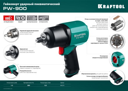 Ударный пневмогайковерт PW-900 64210 купить в Когалыме