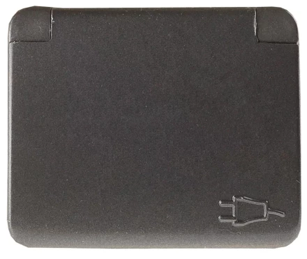 Розетка СВЕТОЗАР "ГАММА" с заземлением, одинарная с крышкой, без вставки и рамки, цвет темно-серый металлик, 16А/~250В SV-54110-DM купить в Когалыме