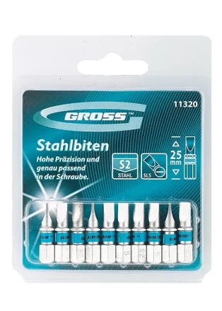 Набор бит SL5 х 25 сталь S2 10 шт Gross 11320 купить в Когалыме
