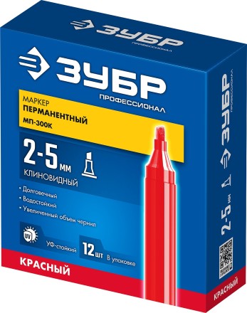 ЗУБР МП-300К красный, 2-5 мм, клиновидный перманентный маркер (06323-3) купить в Когалыме