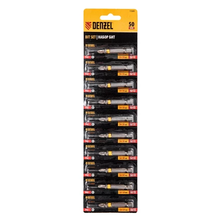 Бита PH2х50, сталь легированная S2, 10 шт., Е 6,3, шестигранный профиль, отрывная упаковка Denzel 11683 купить в Когалыме