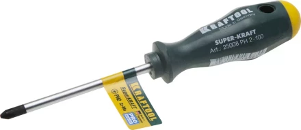 Отвертка KRAFTOOL, Cr-Mo-V закалённый стержень, двухкомпонентная противоскользящ рукоятка, PH 2x100мм 25008-2-100 купить в Когалыме