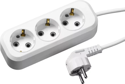 Удлинитель СИБИН электрический, ПВС сечение 0,75кв мм, 3 гнезда, макс мощн 2200Вт, 2м, заземление 55034-2 купить в Когалыме