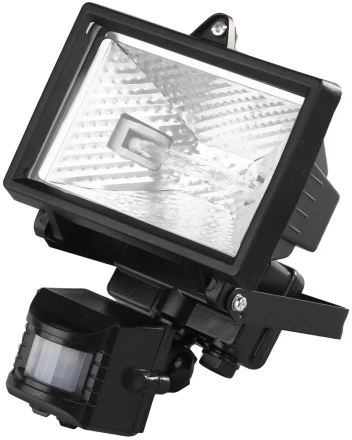 Прожектор галогеновый СВЕТОЗАР с датчиком движения, с дугой крепления под установку, цвет черный, 150Вт SV-57111-B купить в Когалыме