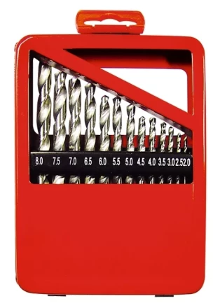 Набор сверл по металлу 2-8 мм (через 0,5 мм) HSS 13 шт металлическая коробка цилиндрический хвостовик MATRIX 72387 купить в Когалыме