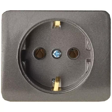 Розетка СВЕТОЗАР "ГАММА" с заземлением, одинарная, без вставки и рамки, цвет темно-серый металлик, 16А/~250В SV-54105-DM купить в Когалыме