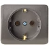 Розетка СВЕТОЗАР "ГАММА" с заземлением, одинарная, без вставки и рамки, цвет темно-серый металлик, 16А/~250В SV-54105-DM купить в Когалыме