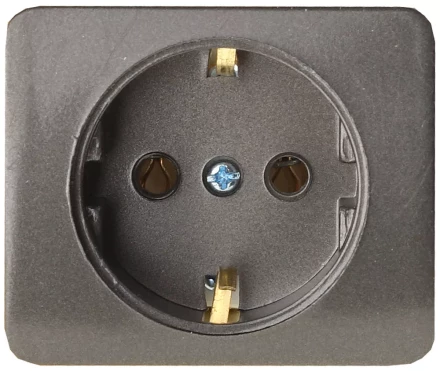 Розетка СВЕТОЗАР "ГАММА" с заземлением, одинарная, без вставки и рамки, цвет темно-серый металлик, 16А/~250В SV-54105-DM купить в Когалыме