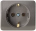 Розетка СВЕТОЗАР "ГАММА" с заземлением, одинарная, без вставки и рамки, цвет темно-серый металлик, 16А/~250В SV-54105-DM купить в Когалыме