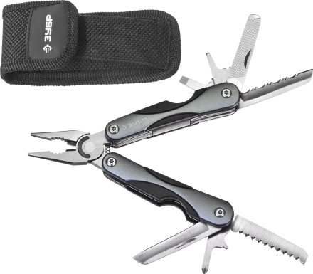 ЗУБР МАСТЕР мультитул 10 в 1 мини металлические ручки, нейлоновый чехол, 86 мм (47750) купить в Когалыме