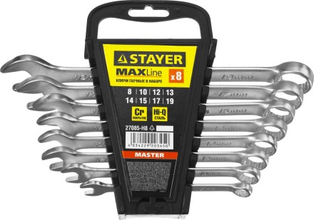 Набор: Ключ STAYER &quot;MASTER&quot; гаечный комбинированный, хромированный, 8-19 мм, 8 шт 27085-H8 купить в Когалыме