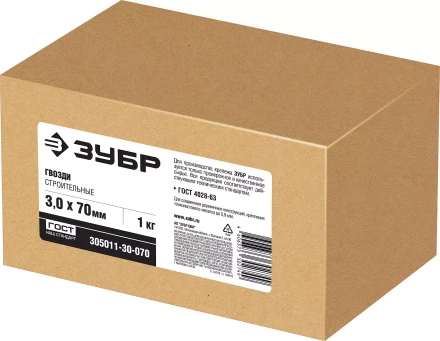 ЗУБР ГОСТ 4028-63, 70 x 3 мм, 1 кг, строительные гвозди (305011-30-070) купить в Когалыме