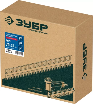 ЗУБР SN21 70 х 3.1 мм, реечные гвозди рифленые оцинкованные, 2400 шт (305396-70) купить в Когалыме