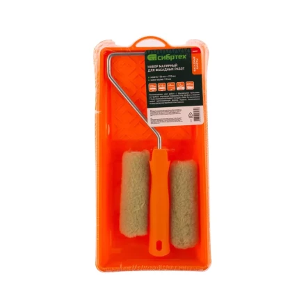 Малярный набор для фасадных работ: кювета 150 мм х 290 мм и мини-валик 110 мм Сибртех 80457 купить в Когалыме