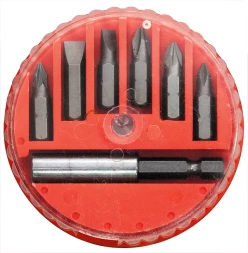 Набор бит, магнитный адаптер для бит, сталь 45Х, 7 предм., в пласт. закрытом боксе MATRIX 11392