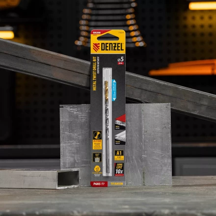 Сверло спиральное по металлу Denzel 5 х 132 мм, Р6М5, Golden Tip, удлиненное, 718254 купить в Когалыме