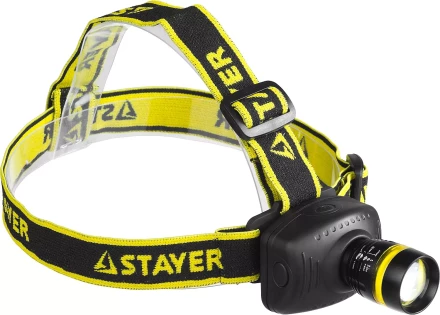 Фонарь STAYER "PROFESSIONAL" налобный светодиодный, 3Вт(140Лм), регулируемый фокус, 3 режима, 3ААА 56566 купить в Когалыме