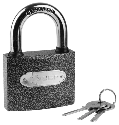 Замок ЗУБР "МАСТЕР" навесной, металлический корпус, закаленная дужка, 75мм 3712-75 купить в Когалыме