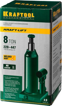 Домкрат гидравлический бутылочный &quot;Kraft-Lift&quot;, сварной, 8т, 228-447мм, KRAFTOOL 43462-8 43462-8_z01 купить в Когалыме